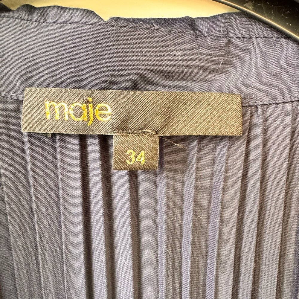 Maje Rockina Puff Sleeve Pleated Mini Dress with Chelsea Collar - Picture 8 of 8